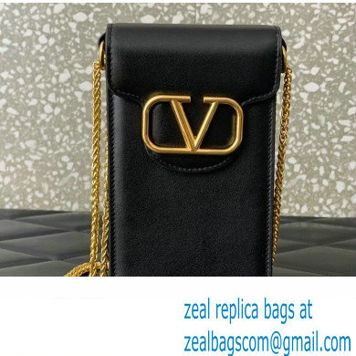 Valentino Loco Phone Case With Chain Bag in calfskin Black 2023