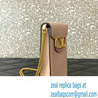 Valentino Loco Phone Case With Chain Bag in calfskin Nude Pink 2023