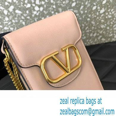 Valentino Loco Phone Case With Chain Bag in calfskin Nude Pink 2023 - Click Image to Close