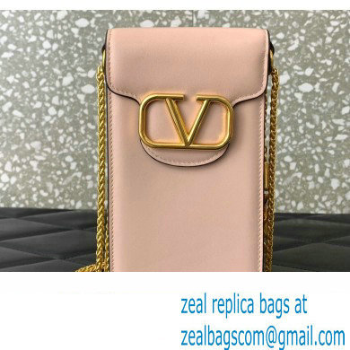 Valentino Loco Phone Case With Chain Bag in calfskin Nude Pink 2023