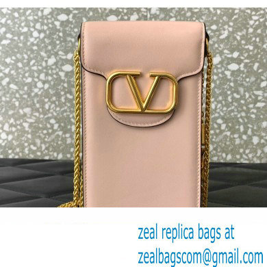 Valentino Loco Phone Case With Chain Bag in calfskin Nude Pink 2023 - Click Image to Close