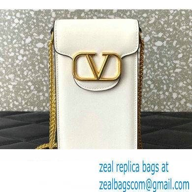 Valentino Loco Phone Case With Chain Bag in calfskin White 2023 - Click Image to Close