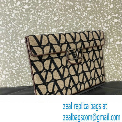 Valentino Loco Pouch Bag in Toile Iconographe 310 Beige/Coffee 2023