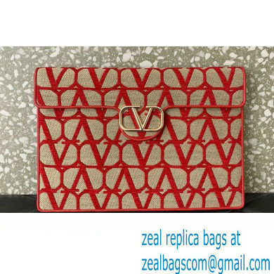 Valentino Loco Pouch Bag in Toile Iconographe 310 Beige/Red 2023 - Click Image to Close