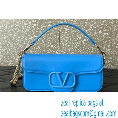Valentino Loco Shoulder Bag In Calfskin Leather With Enamel 6031 Blue 2023 - Click Image to Close