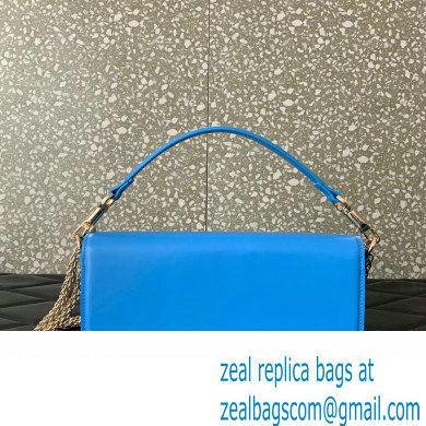 Valentino Loco Shoulder Bag In Calfskin Leather With Enamel 6031 Blue 2023 - Click Image to Close