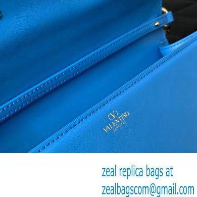 Valentino Loco Shoulder Bag In Calfskin Leather With Enamel 6031 Blue 2023 - Click Image to Close