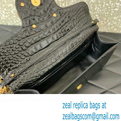 Valentino Loco Shoulder Bag In Croco Pattern Black 2023 - Click Image to Close