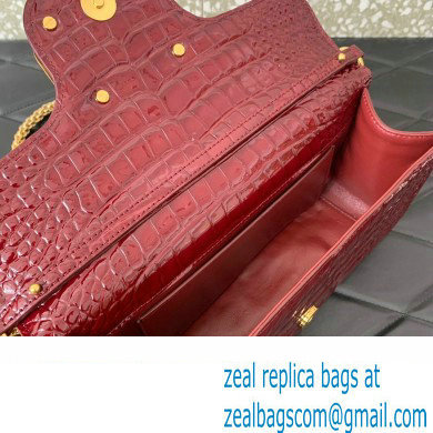 Valentino Loco Shoulder Bag In Croco Pattern Burgundy 2023