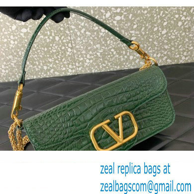 Valentino Loco Shoulder Bag In Croco Pattern Green 2023