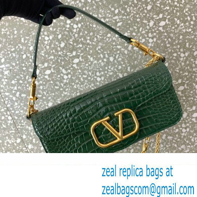 Valentino Loco Shoulder Bag In Croco Pattern Green 2023