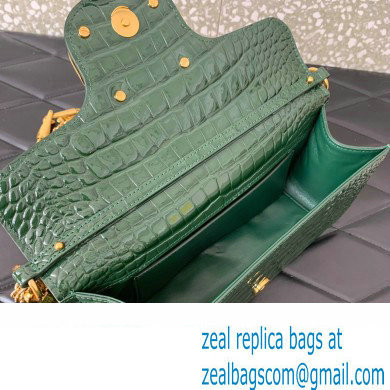 Valentino Loco Shoulder Bag In Croco Pattern Green 2023