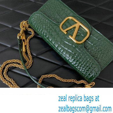 Valentino Loco Shoulder Bag In Croco Pattern Green 2023