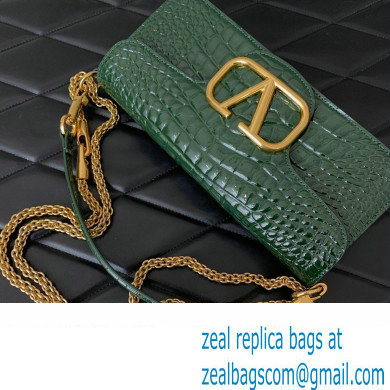 Valentino Loco Shoulder Bag In Croco Pattern Green 2023 - Click Image to Close