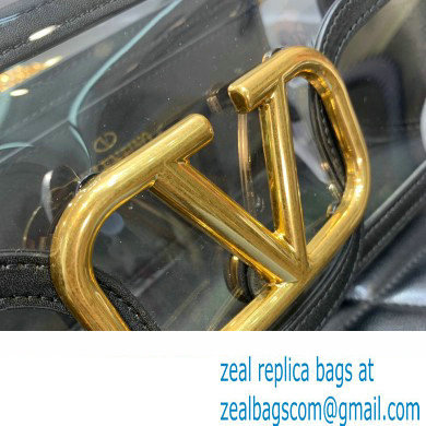 Valentino Loco Shoulder Bag In Transparent Polymeric Material Black 2023 - Click Image to Close