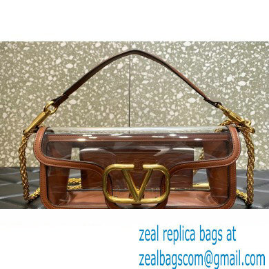 Valentino Loco Shoulder Bag In Transparent Polymeric Material Brown 2023