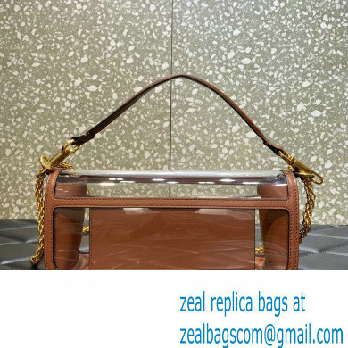 Valentino Loco Shoulder Bag In Transparent Polymeric Material Brown 2023 - Click Image to Close