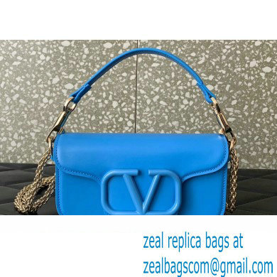 Valentino Loco Small Shoulder Bag In Calfskin Leather With Enamel 5030 Blue 2023 - Click Image to Close