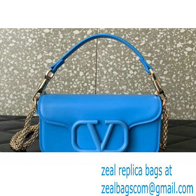 Valentino Loco Small Shoulder Bag In Calfskin Leather With Enamel 5030 Blue 2023