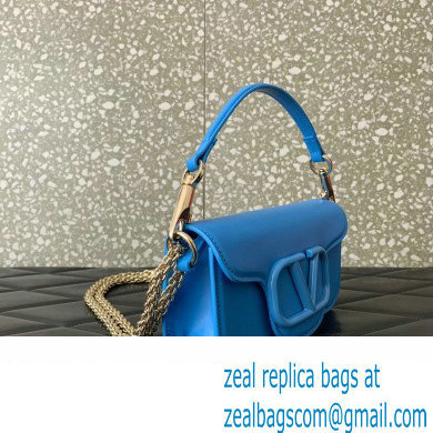 Valentino Loco Small Shoulder Bag In Calfskin Leather With Enamel 5030 Blue 2023 - Click Image to Close