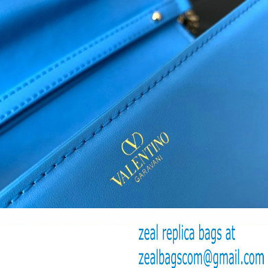 Valentino Loco Small Shoulder Bag In Calfskin Leather With Enamel 5030 Blue 2023 - Click Image to Close