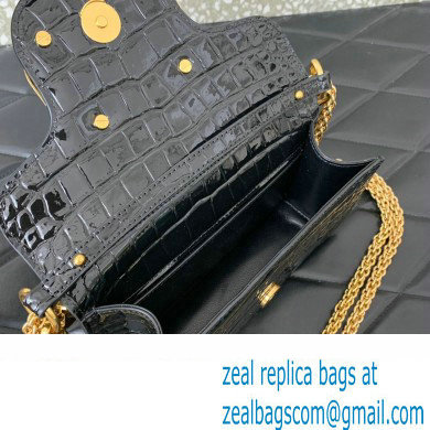 Valentino Loco Small Shoulder Bag In Croco Pattern Black 2023 - Click Image to Close