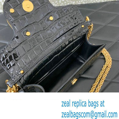 Valentino Loco Small Shoulder Bag In Croco Pattern Black 2023