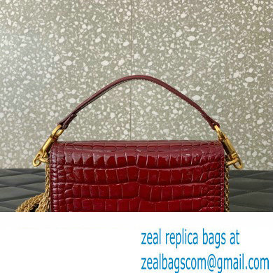 Valentino Loco Small Shoulder Bag In Croco Pattern Burgundy 2023