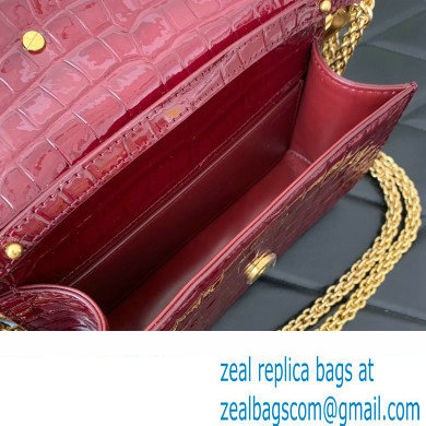 Valentino Loco Small Shoulder Bag In Croco Pattern Burgundy 2023 - Click Image to Close