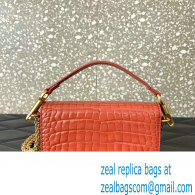 Valentino Loco Small Shoulder Bag In Croco Pattern Dark Pink 2023