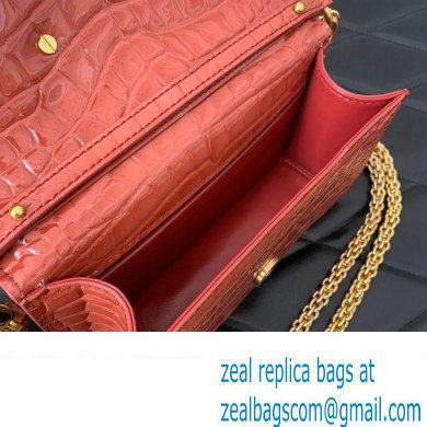 Valentino Loco Small Shoulder Bag In Croco Pattern Dark Pink 2023 - Click Image to Close