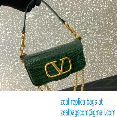 Valentino Loco Small Shoulder Bag In Croco Pattern Green 2023 - Click Image to Close