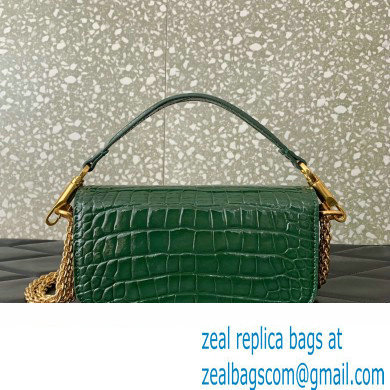 Valentino Loco Small Shoulder Bag In Croco Pattern Green 2023