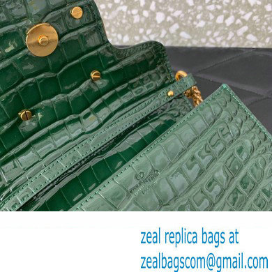 Valentino Loco Small Shoulder Bag In Croco Pattern Green 2023