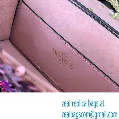 Valentino Loco Small Shoulder Bag in 3D Sequins Embroidery Pink 2023 - Click Image to Close