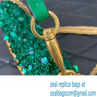 Valentino Loco Small Shoulder Bag in 3D Sequins Embroidery bamboo green 2023 - Click Image to Close