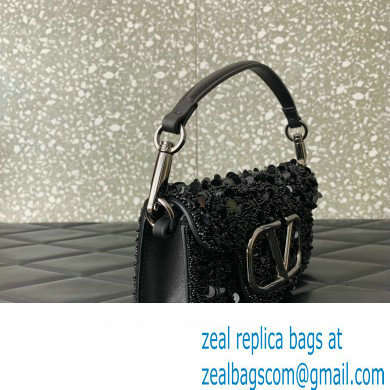 Valentino Loco Small Shoulder Bag in 3D Sequins Embroidery black 2023 - Click Image to Close