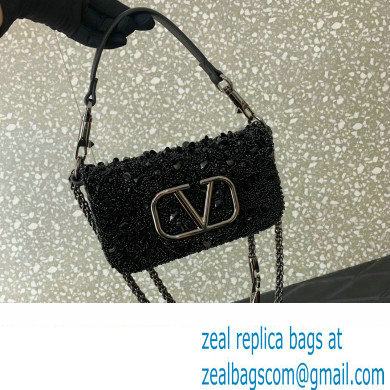 Valentino Loco Small Shoulder Bag in 3D Sequins Embroidery black 2023 - Click Image to Close