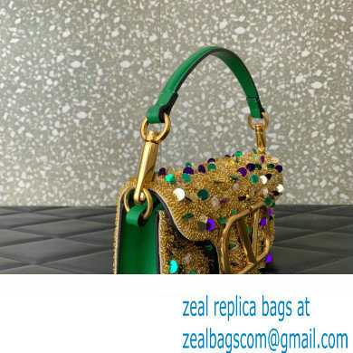 Valentino Loco Small Shoulder Bag in 3D Sequins Embroidery gold 2023