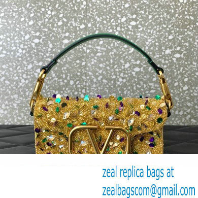 Valentino Loco Small Shoulder Bag in 3D Sequins Embroidery gold 2023 - Click Image to Close