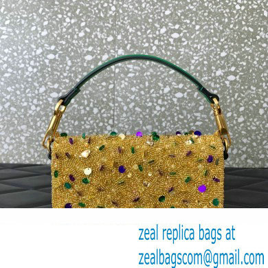 Valentino Loco Small Shoulder Bag in 3D Sequins Embroidery gold 2023