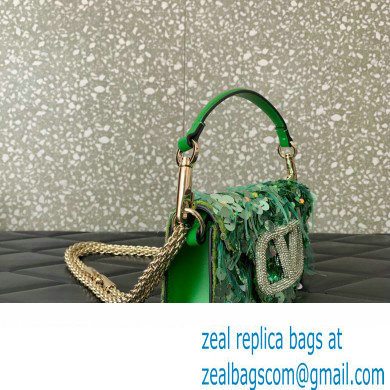 Valentino Loco Small Shoulder Bag in 3D Sequins Embroidery green 2023 - Click Image to Close