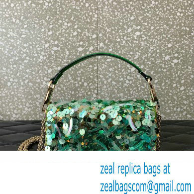 Valentino Loco Small Shoulder Bag in 3D Sequins Embroidery green 2023 - Click Image to Close