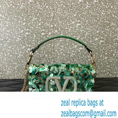 Valentino Loco Small Shoulder Bag in 3D Sequins Embroidery green 2023
