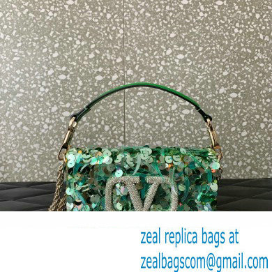 Valentino Loco Small Shoulder Bag in 3D Sequins Embroidery green 2023 - Click Image to Close