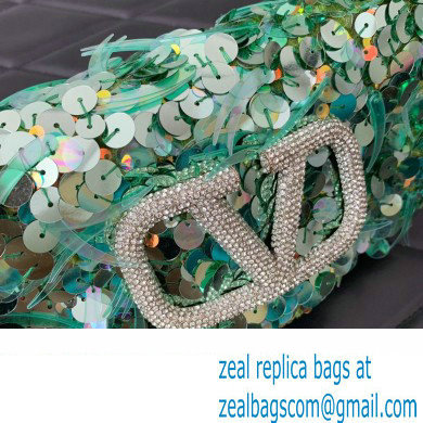 Valentino Loco Small Shoulder Bag in 3D Sequins Embroidery green 2023 - Click Image to Close