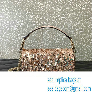 Valentino Loco Small Shoulder Bag in 3D Sequins Embroidery nude Pink 2023 - Click Image to Close