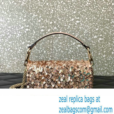 Valentino Loco Small Shoulder Bag in 3D Sequins Embroidery nude Pink 2023