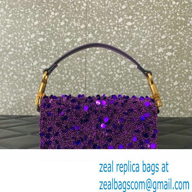 Valentino Loco Small Shoulder Bag in 3D Sequins Embroidery purple 2023 - Click Image to Close