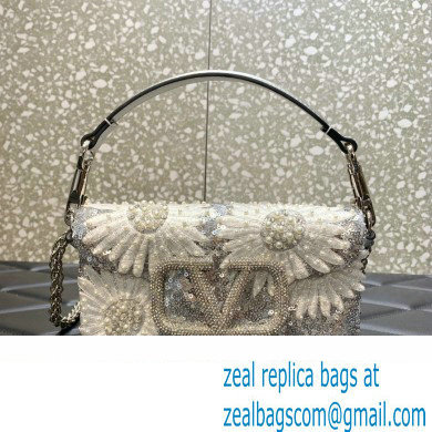 Valentino Loco Small Shoulder Bag with Floral Motif Embroidery 2023